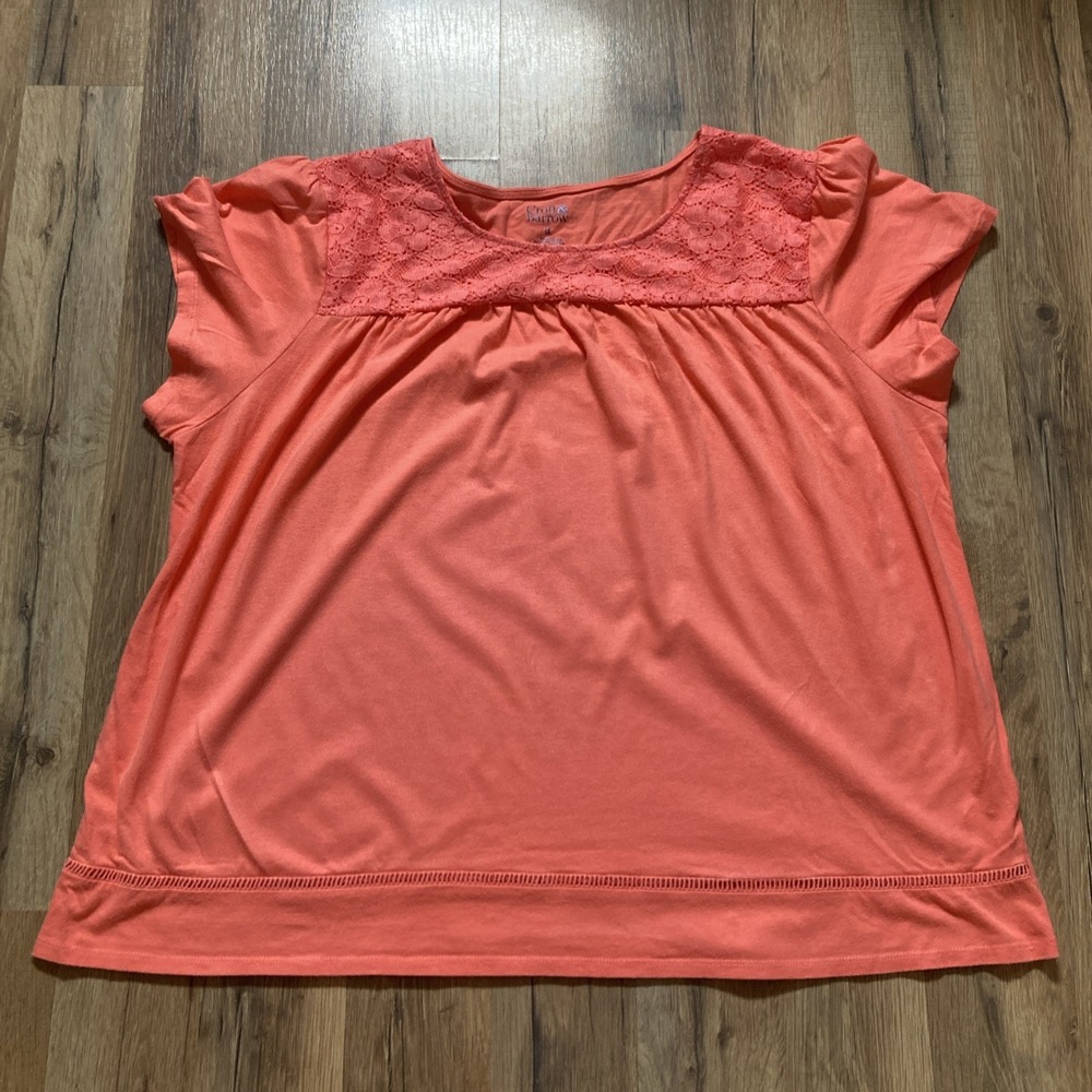 Womens Croft & Barrow 1X Pink T-Shirt Blouse Bright Colorful Cotton Summer